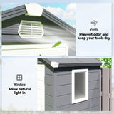 4.4' x 3.3' Garden Storage Shed with Aluminum Frame, Latched Door & Air Vents, Grey