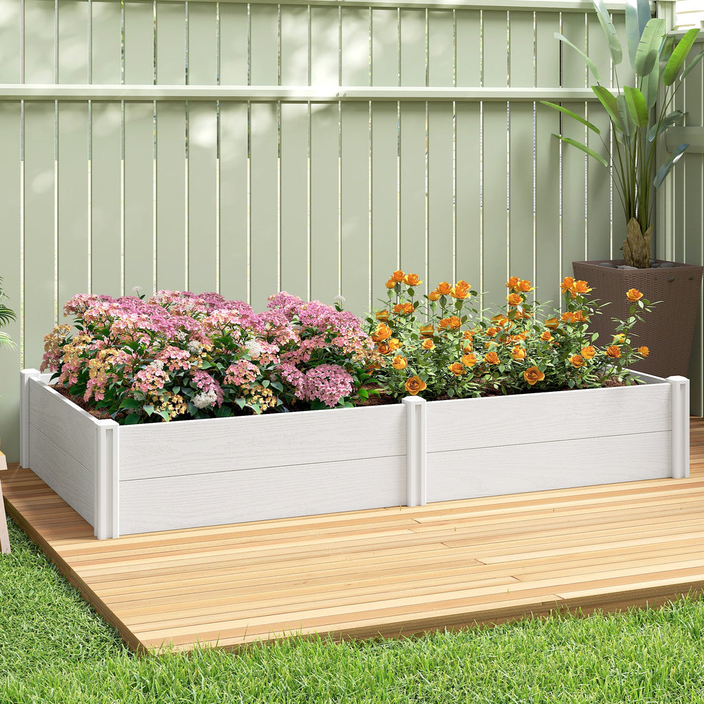 6.5 x 3 x 1ft Vinyl Raised Garden Bed with Divider, White
