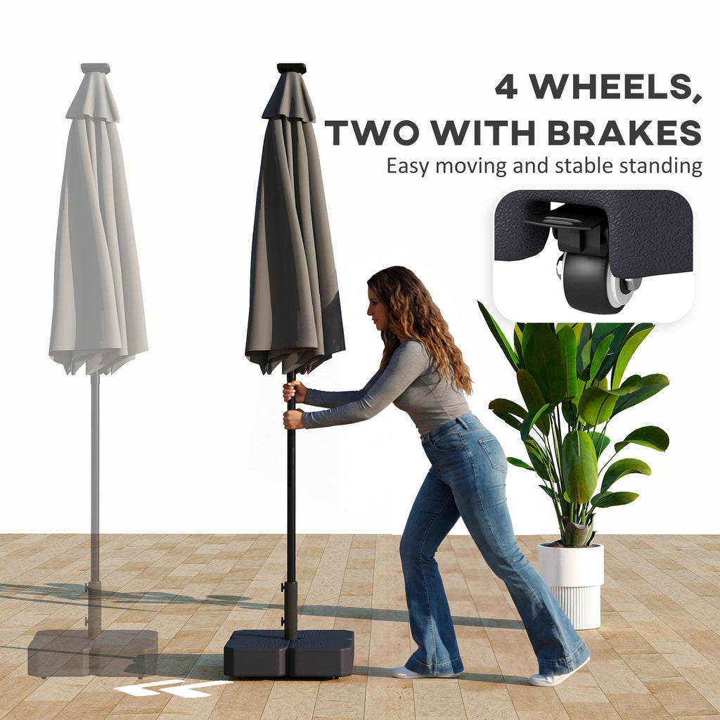 Square Patio Umbrella Base with Wheels, Black