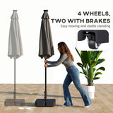 Square Patio Umbrella Base with Wheels, Black