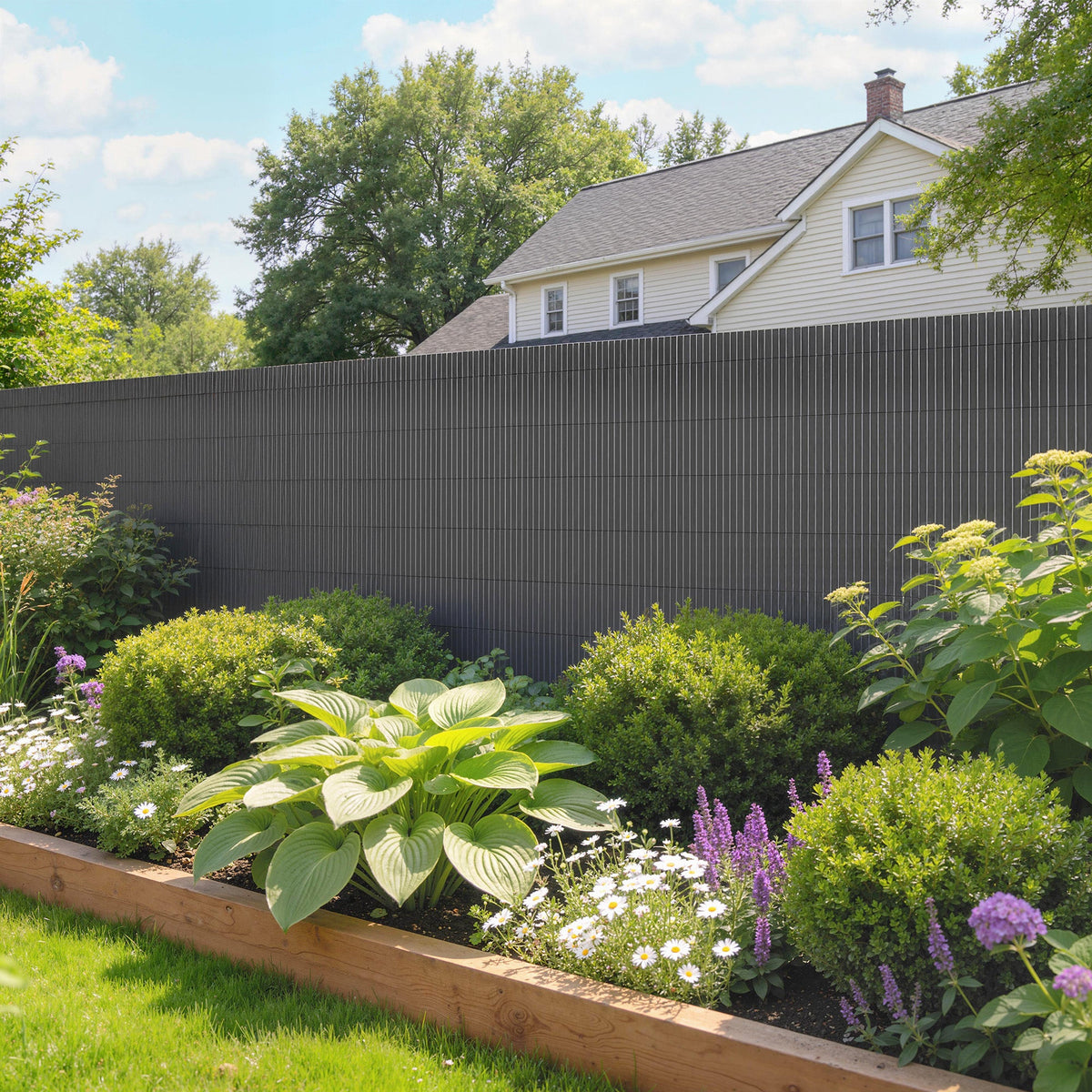 2pcs Plastic Privacy Screening Fence, 1 m x 5 m, Dark Grey