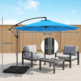 3 m Cantilever Parasol with Weights, Cover & Cross Base, Blue