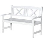 4FT 2-Seater Wooden Garden Bench with X-Shape Back, White