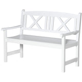 4FT 2-Seater Wooden Garden Bench with X-Shape Back, White
