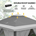 11' x 11' Pop Up Canopy with Double Roof and Mesh Sidewalls, Dark Grey