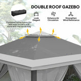 11' x 11' Pop Up Canopy with Double Roof and Mesh Sidewalls, Dark Grey