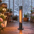 2000 W IR Patio Heater with Cover, Wall or Freestanding, Knob & Remote, Black