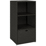 Pool Towel Rack with 2 Shelves and Basket Drawer, PE Rattan, Dark Brown