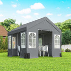3 x 3 m Heavy Duty Garden Gazebo with Sides, Windows & 4 Weight Bags, Grey