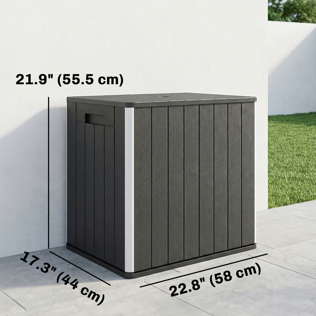 30 Gallon Outdoor Storage Box Side Table with Umbrella Holder