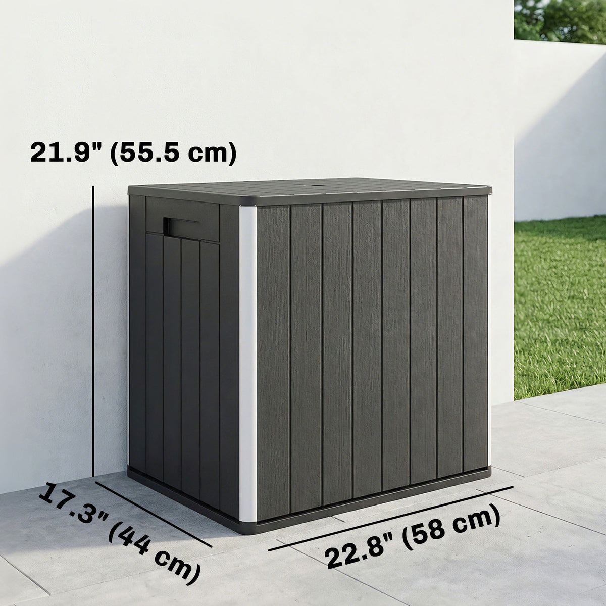30 Gallon Outdoor Storage Box Side Table with Umbrella Holder