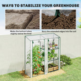 Mini Greenhouse with 3 Shelves and 2 Roll-up Doors, 56.3" x 17.7" x 59.4"