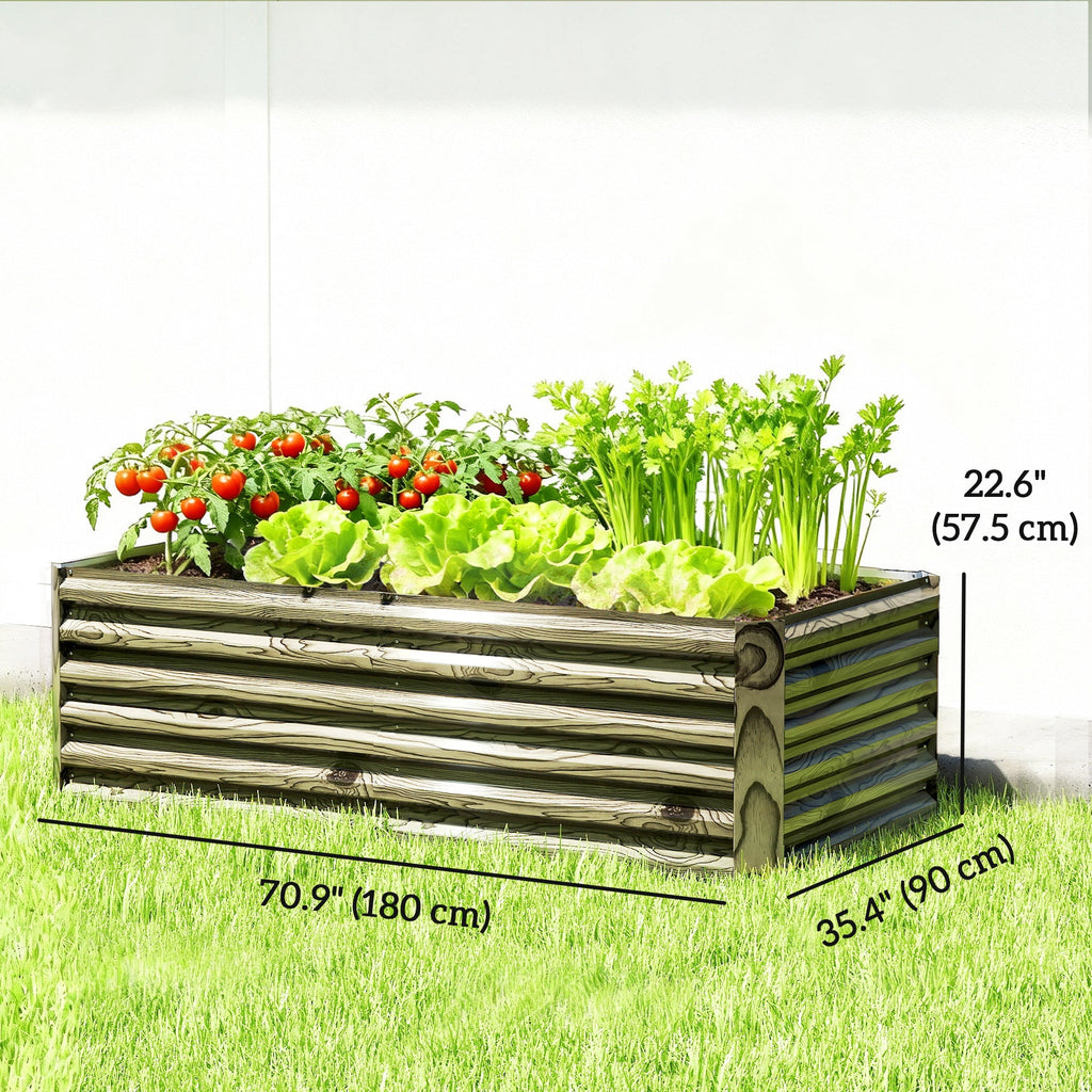 6' x 3' x 2' Galvanized Raised Garden Bed for Vegetables, Light Wood Effect