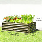 6' x 3' x 2' Galvanized Raised Garden Bed for Vegetables, Light Wood Effect