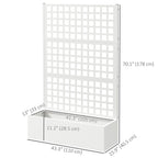 43" x 16" x 70" Raised Garden Bed with Trellis and Privacy Screen, White