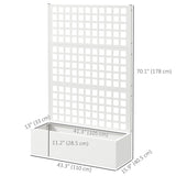 43" x 16" x 70" Raised Garden Bed with Trellis and Privacy Screen, White