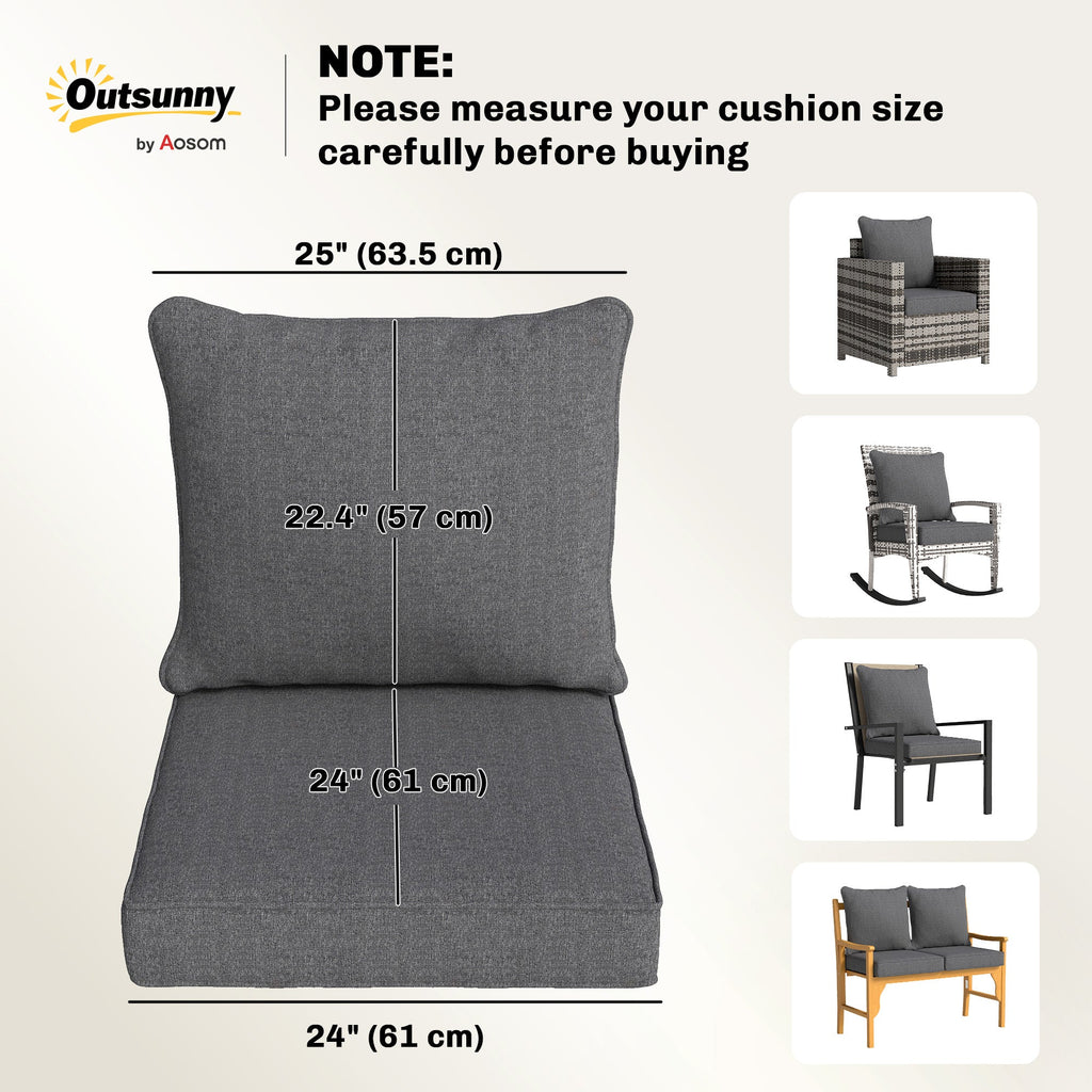 Set of 4 Outdoor Chair Cushions, 24" x 24", Grey