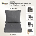 Set of 4 Outdoor Chair Cushions, 24" x 24", Grey