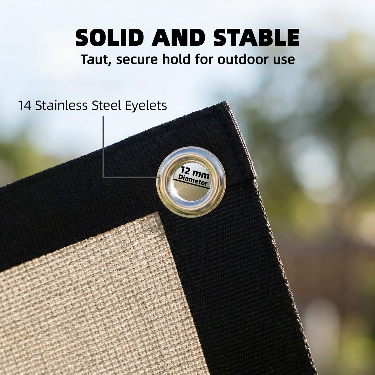Rectangle Shade Sail 3 x 3.6 m Beige with SS Eyelets & Bungee Cords, UV-blocking