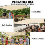 Rectangle Shade Sail 3 x 3.6 m Beige with SS Eyelets & Bungee Cords, UV-blocking