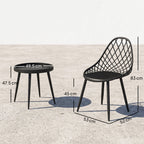3-Piece Outdoor Bistro Set, 2 Chairs & Round Table, Weatherproof Metal, Black