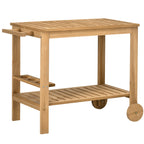 Wood Outdoor Bar Cart with 2 Shelves and Wine Holders, Natural