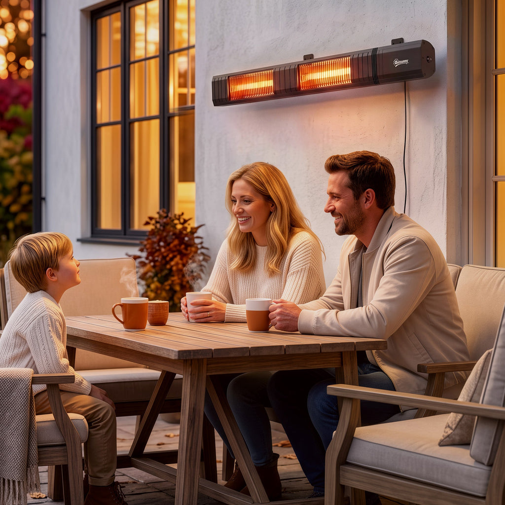 3000 W Electric Infrared Patio Heater, Wall-Mounted with 9 Heat Settings, Black