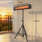 1500W Infrared Standing Patio Heater with Tripod, IP65, 3 Heat Levels, Black
