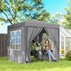 6.6' x 6.6' Pop-Up Canopy Tent with Removable Sidewalls and Carry Bag, Grey
