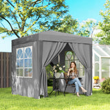 6.6' x 6.6' Pop-Up Canopy Tent with Removable Sidewalls and Carry Bag, Grey