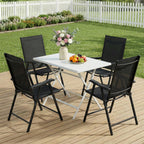 Set of 4 Folding Garden Chairs with High Back and Armrests, Black