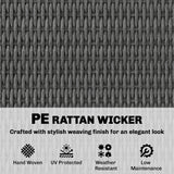 Wicker Outdoor Storage Cabinet with 2 Drawers and 2-Tier Shelves, Dark Grey
