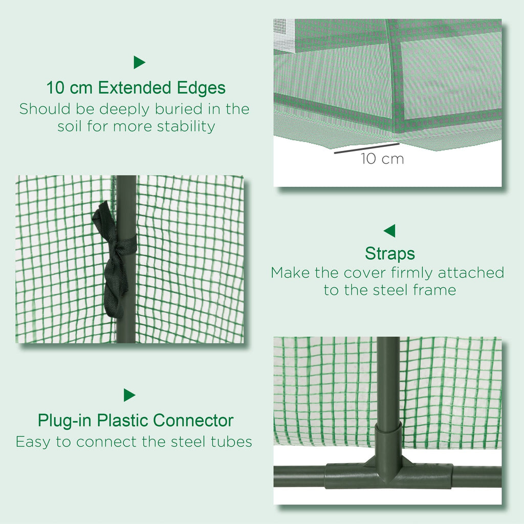 7' x 3' x 2' Portable Mini Greenhouse with 5 Mesh Windows, Green