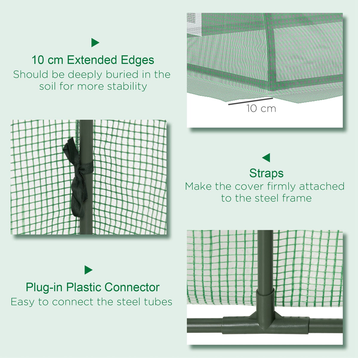 7' x 3' x 2' Portable Mini Greenhouse with 5 Mesh Windows, Green