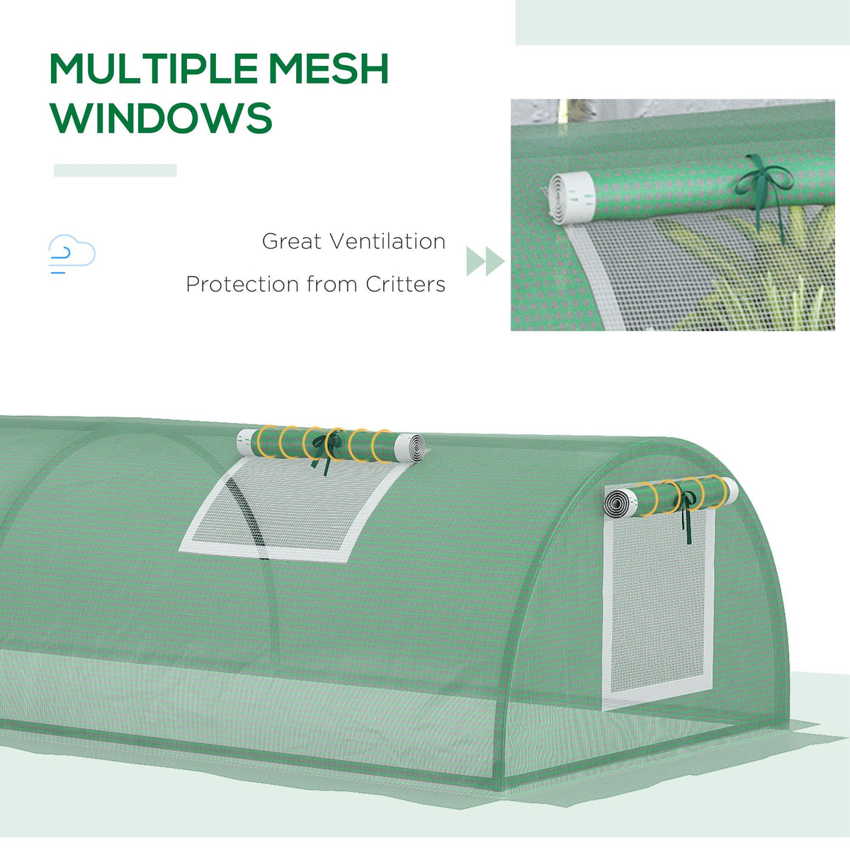 7' x 3' x 2' Portable Mini Greenhouse with 5 Mesh Windows, Green