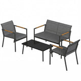4-Seater Outdoor Sofa Set with Loveseat, 2 Armchairs & Metal Table, Mesh, Grey