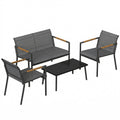 4-Seater Outdoor Sofa Set with Loveseat, 2 Armchairs & Metal Table, Mesh, Grey