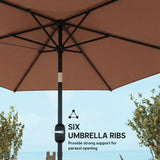 2.6 m Garden Parasol with Tilt, Crank, Vent & Aluminium Pole, Coffee