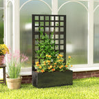24" x 9" x 44.5" Raised Garden Bed with Trellis and Drainage, Black