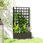 24" x 9" x 44.5" Raised Garden Bed with Trellis and Drainage, Black
