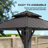 3 x 3 m Hardtop Gazebo with Double Metal Roof, Netting & Curtains, Grey