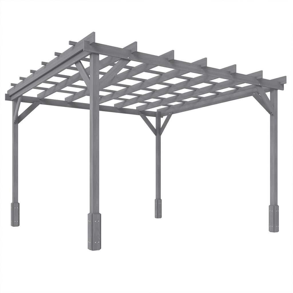PerArbor 3 x 3 m Grey Wooden Pergola Kit with Stable Frame for Climbing Vines