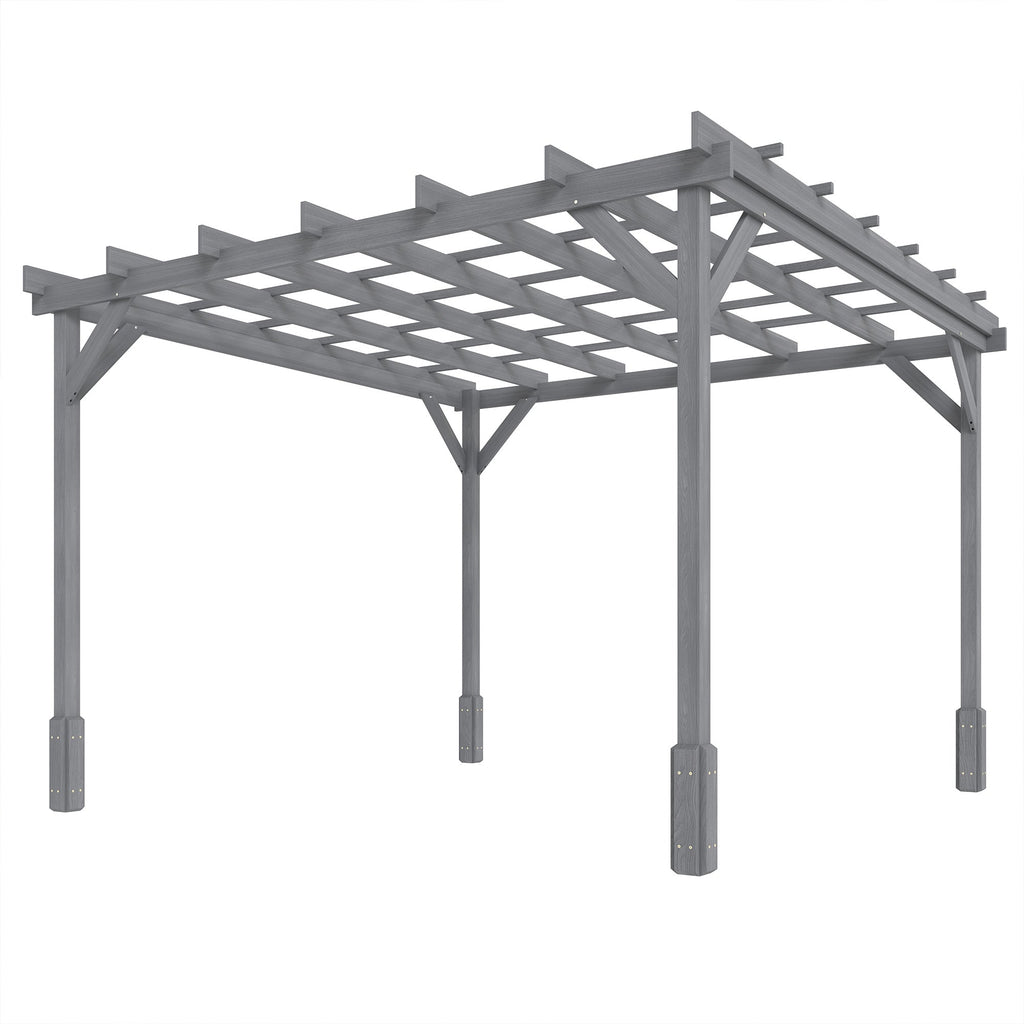 PerArbor 3 x 3 m Grey Wooden Pergola Kit with Stable Frame for Climbing Vines
