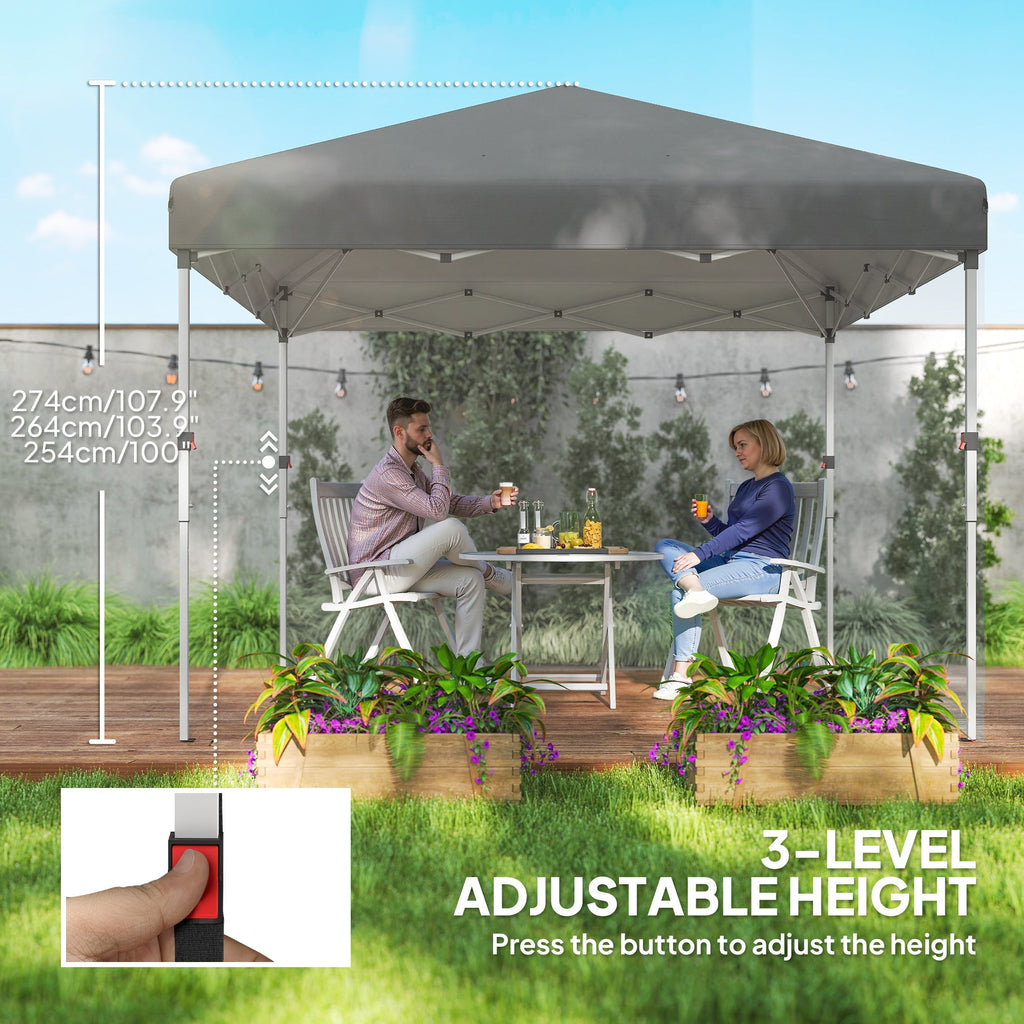 10' x 10' Pop Up Canopy Tent with Sidewalls and Roller Bag, Dark Grey