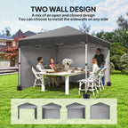 10' x 10' Pop Up Canopy Tent with Sidewalls and Roller Bag, Dark Grey