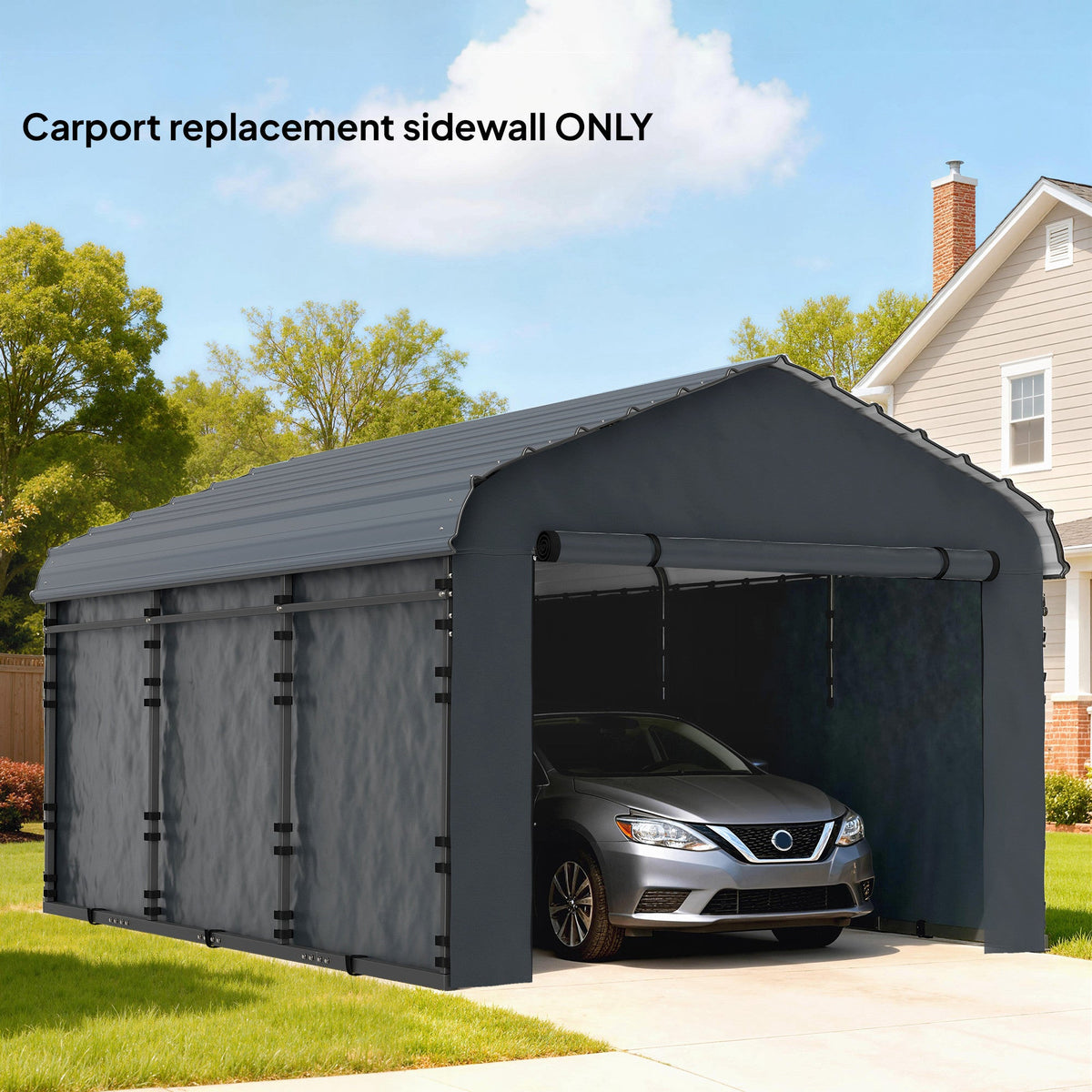 Carport Sidewall Panels Set of 4 for 12' x 20' Carports, Dark Gray