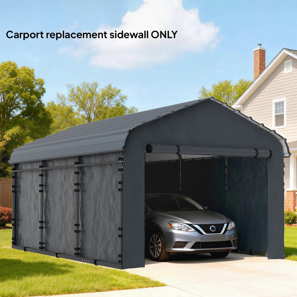 Carport Sidewalls Replacement Kit for 12' x 20' Carport, Dark Grey