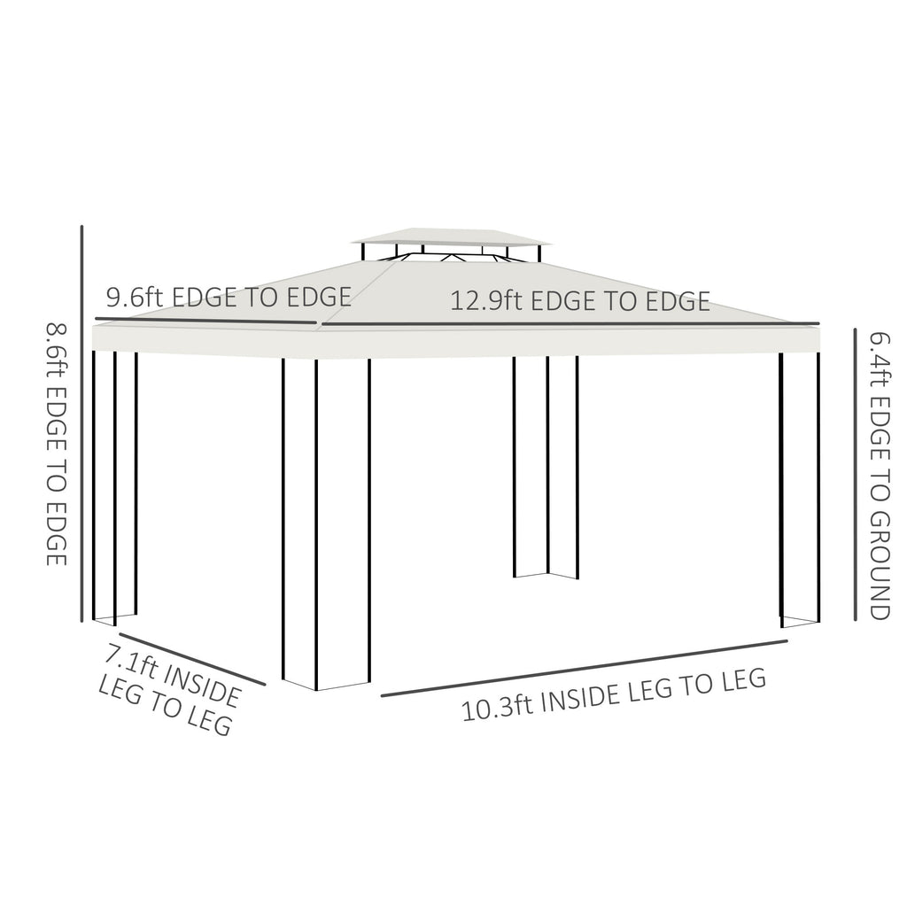 10' x 13' Outdoor Gazebo with Double Roof and Screen Panels, White