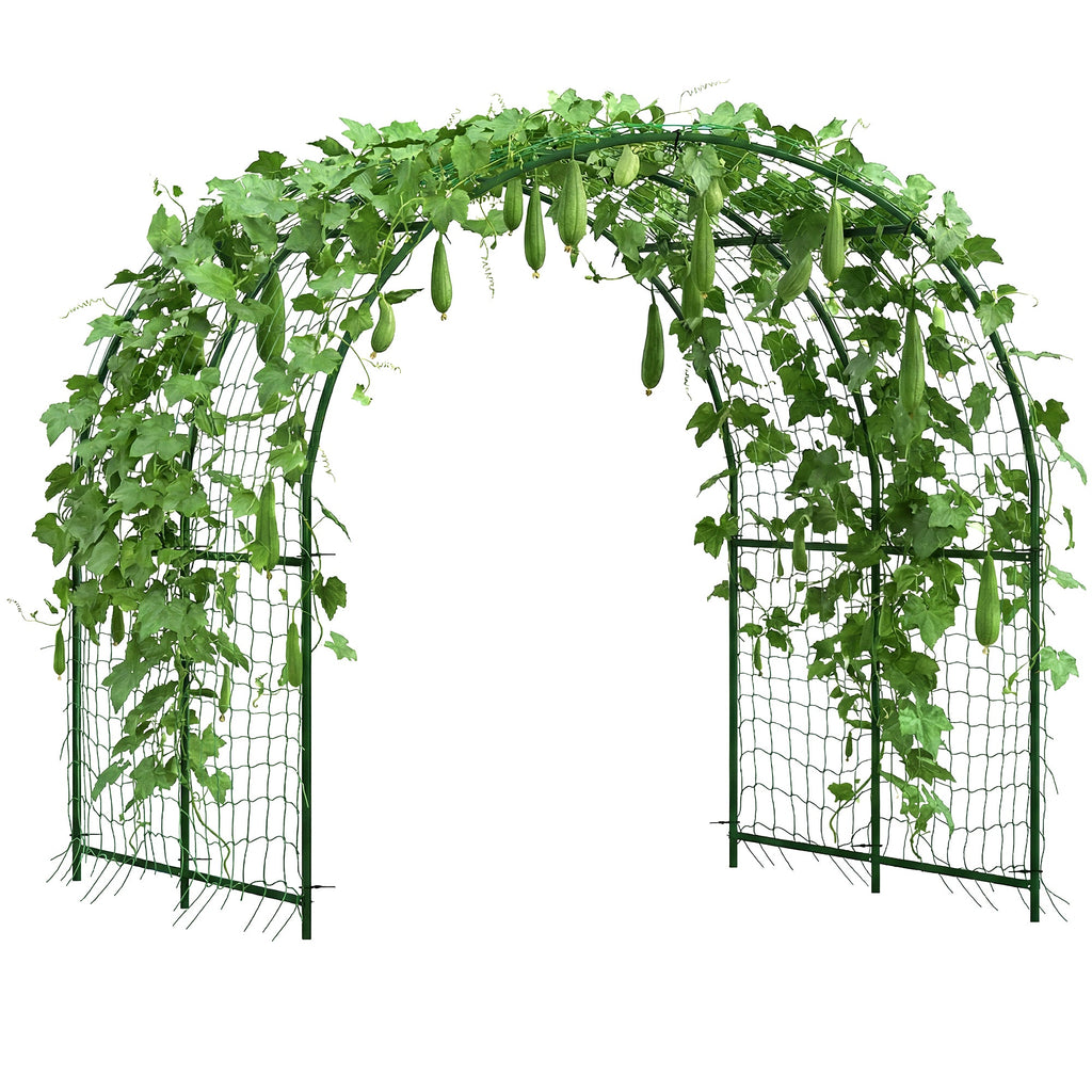 7.1FT Garden Arch Trellis with Climbing Net for Outdoor Plants