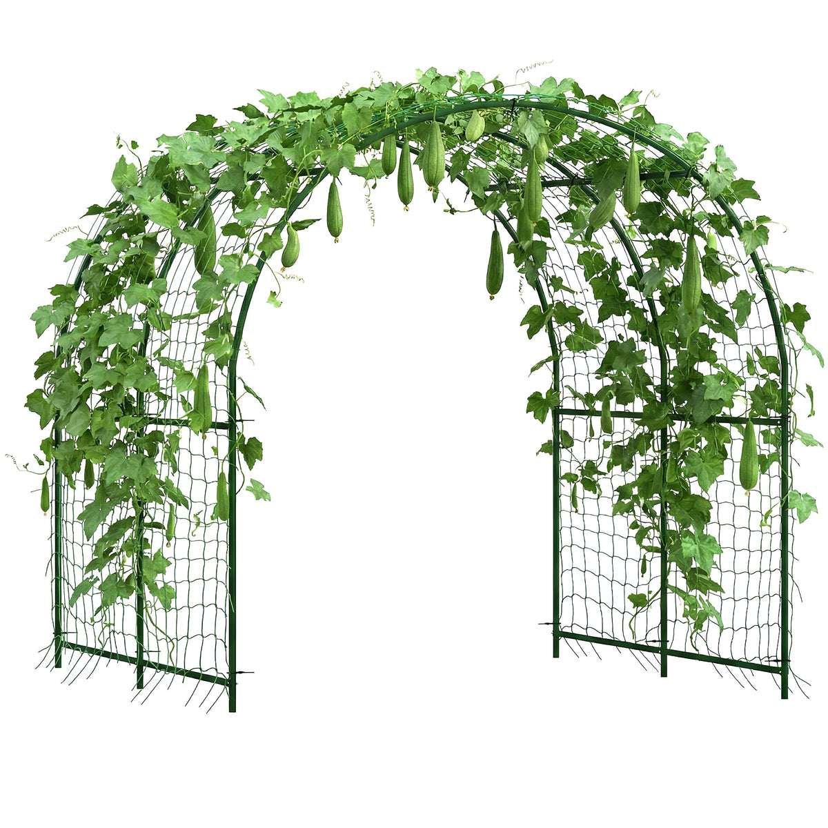 7.1FT Garden Arch Trellis with Climbing Net for Outdoor Plants